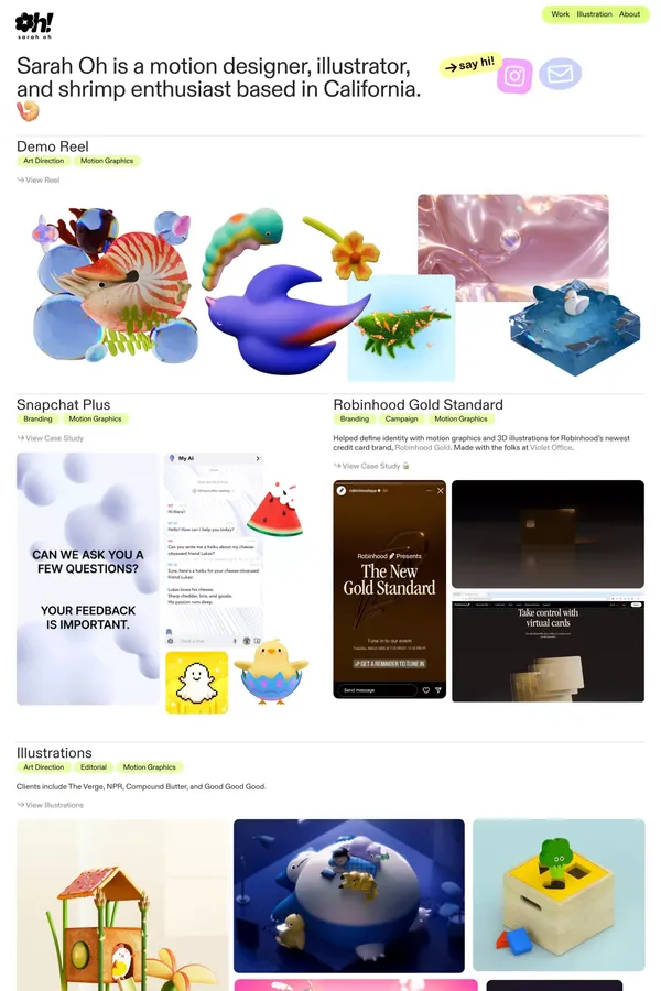 Sarah Oh - Portfolio design inspiration