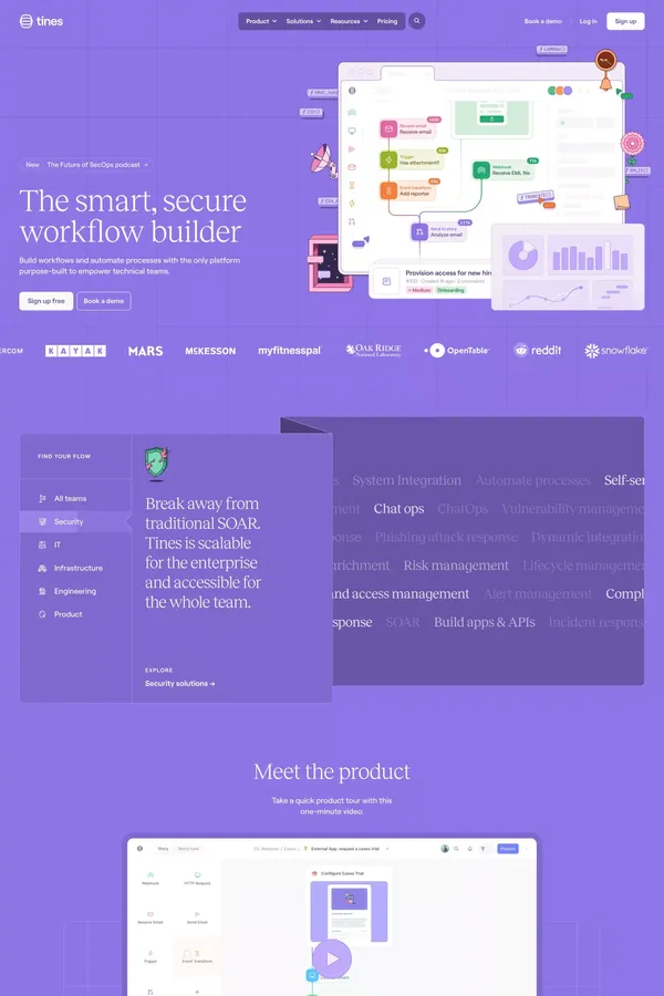 Tines | The smart, secure workflow builder - Landing design inspiration