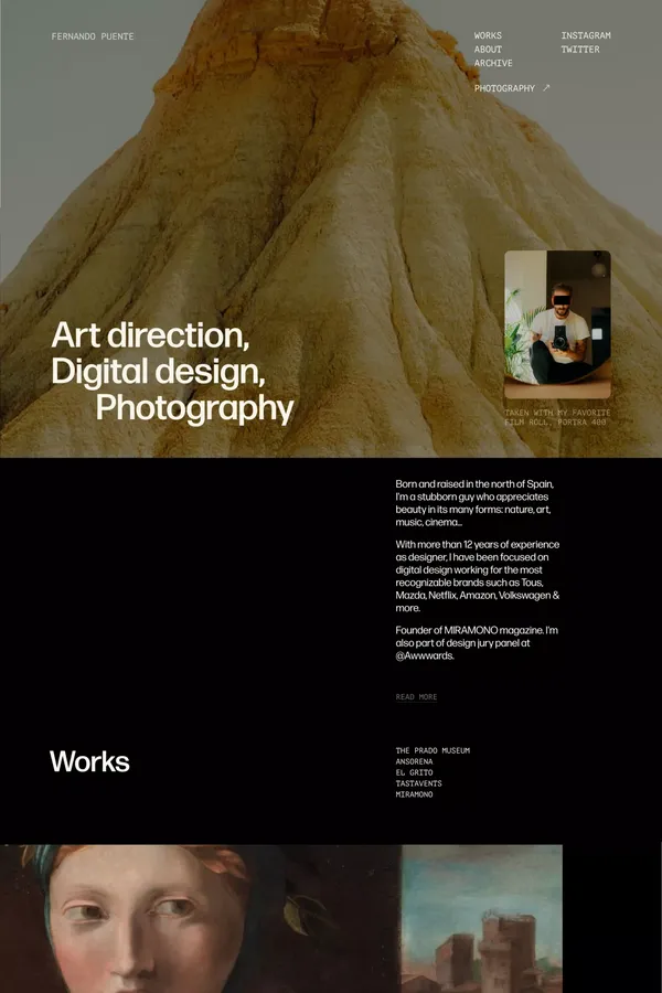 Fernando Puente — Art direction, design, photography - Portfolio design inspiration