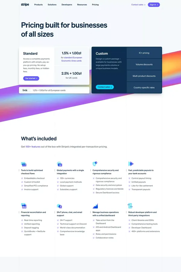 Pricing & Fees | Stripe Official Site - Pricing design inspiration