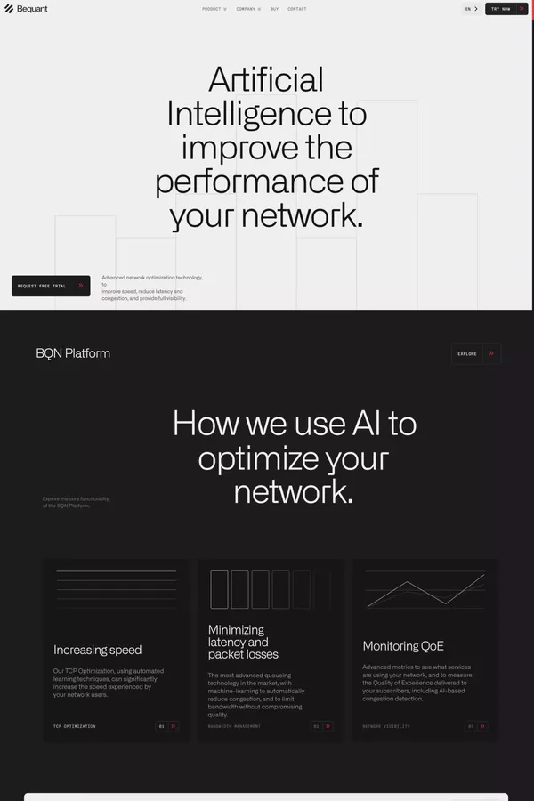 Bequant – Improve Your Network - Landing design inspiration