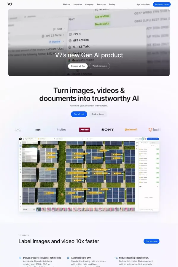 V7 Gen AI & Darwin | Accelerate AI Development & Automation - Landing design inspiration