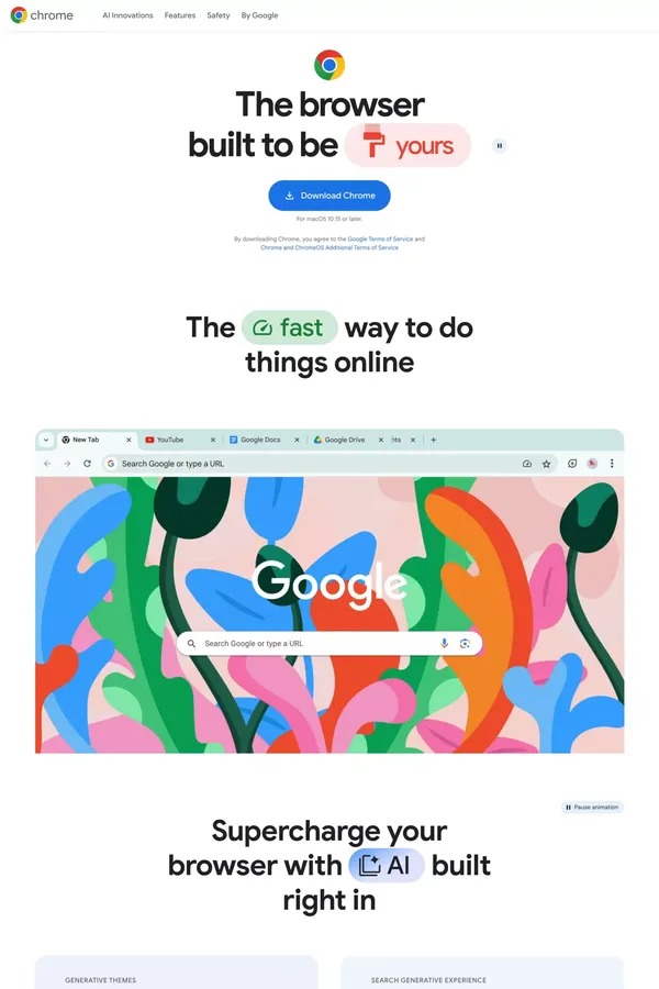 Google Chrome - The Fast & Secure Web Browser Built to be Yours - Landing design inspiration