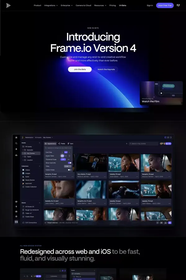 Frame.io | Introducing Frame.io Version 4 - Landing design inspiration
