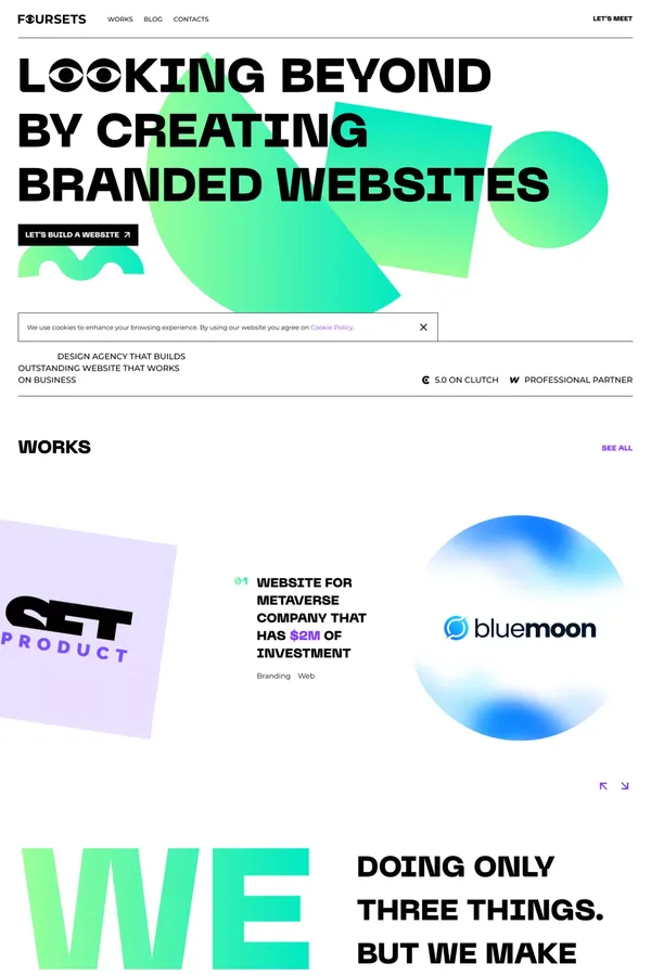 Foursets - Design and Webflow website development agency - Portfolio design inspiration