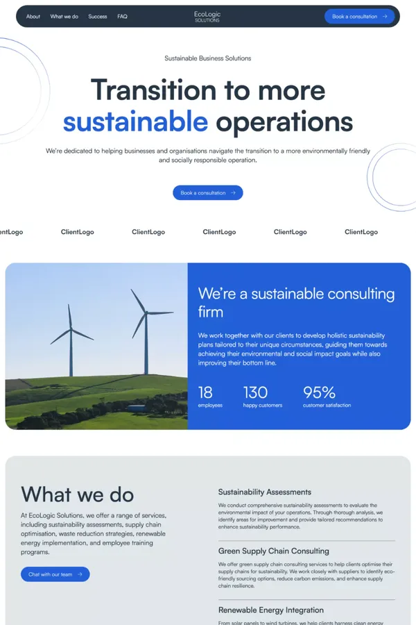 EcoLogic Solutions | Environmental & Sustainability Agency - Landing design inspiration