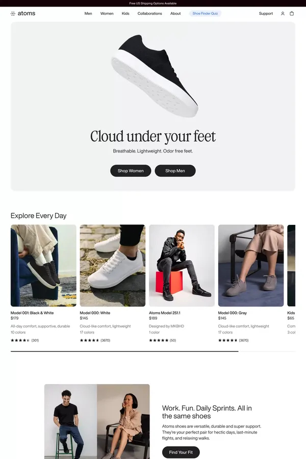 Most Comfortable Shoes for Everyday Wear · Atoms.com - Ecommerce design inspiration