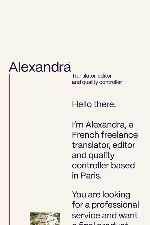 Translator, editor and quality controller – Alexandra Perles - Portfolio design inspiration