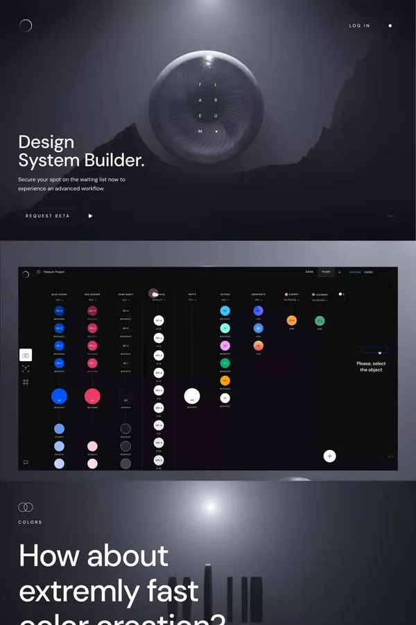 Flareum - Design System Builder - Landing design inspiration
