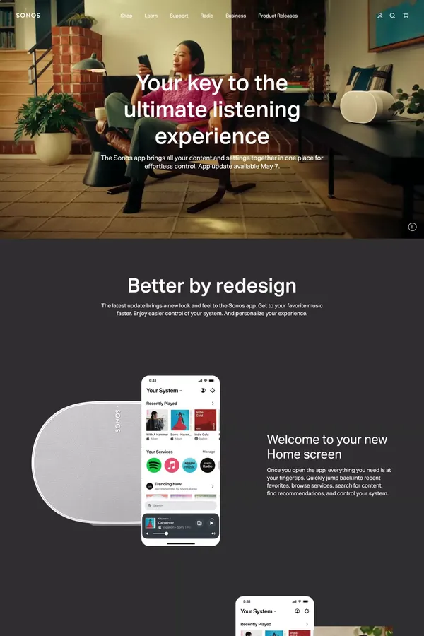 S2: The Sonos OS and Controller App | Sonos - Landing design inspiration