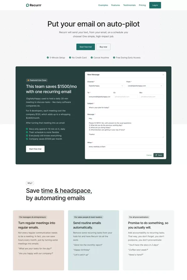 Recurrr - Landing design inspiration