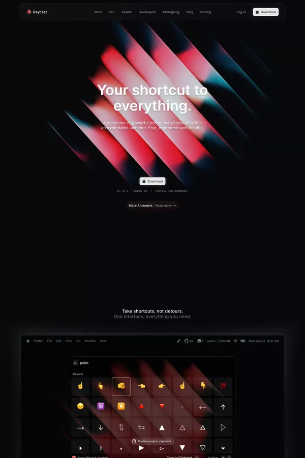 Raycast - Your shortcut to everything - Landing design inspiration