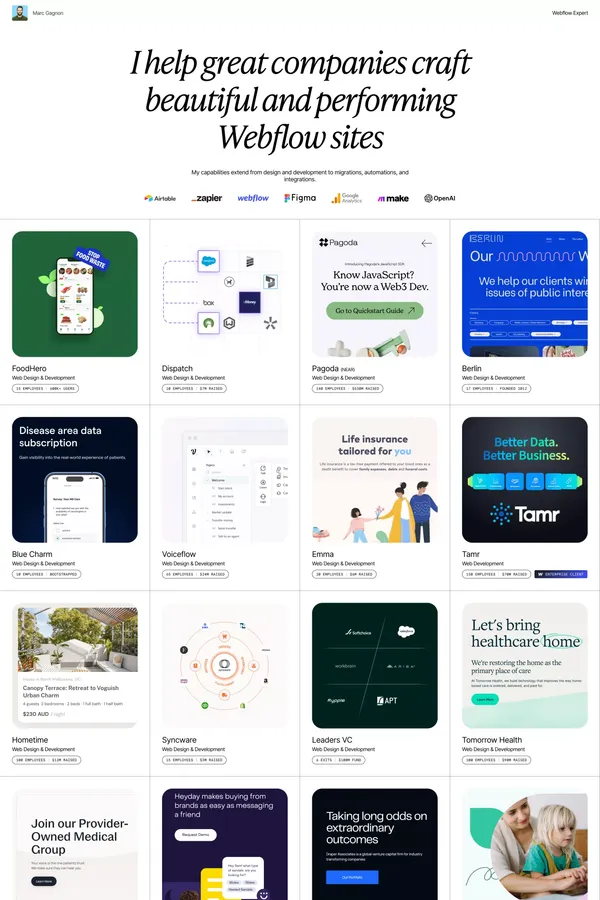 Marc Gagnon | Webflow Expert - Portfolio design inspiration