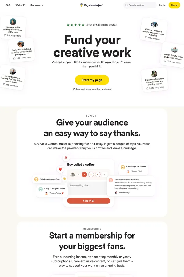 Buy Me a Coffee - Landing design inspiration