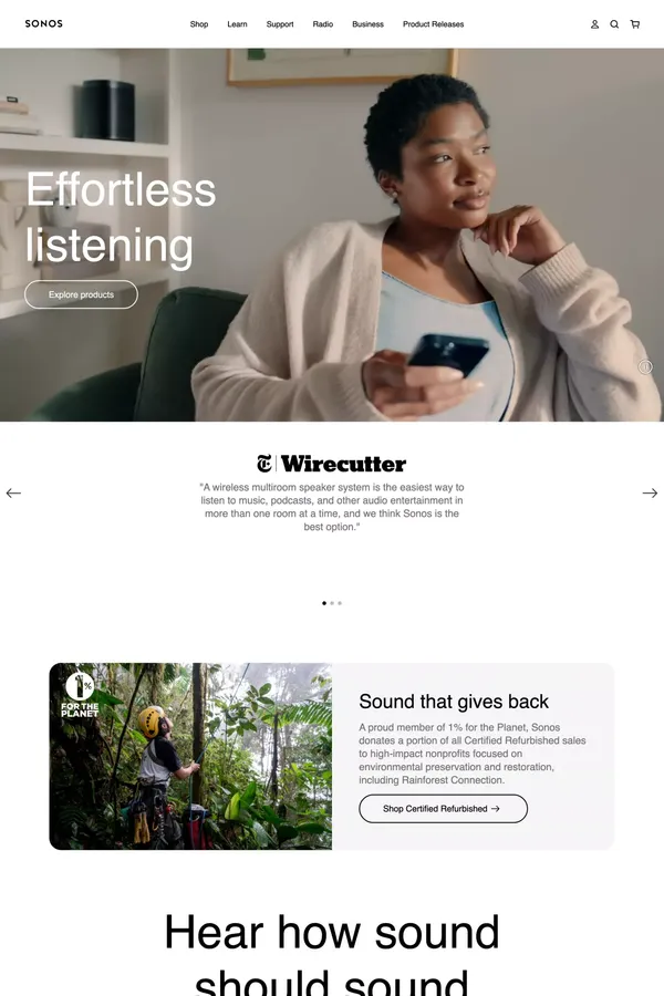 Sonos | Wireless Speakers and Home Sound Systems - Landing design inspiration