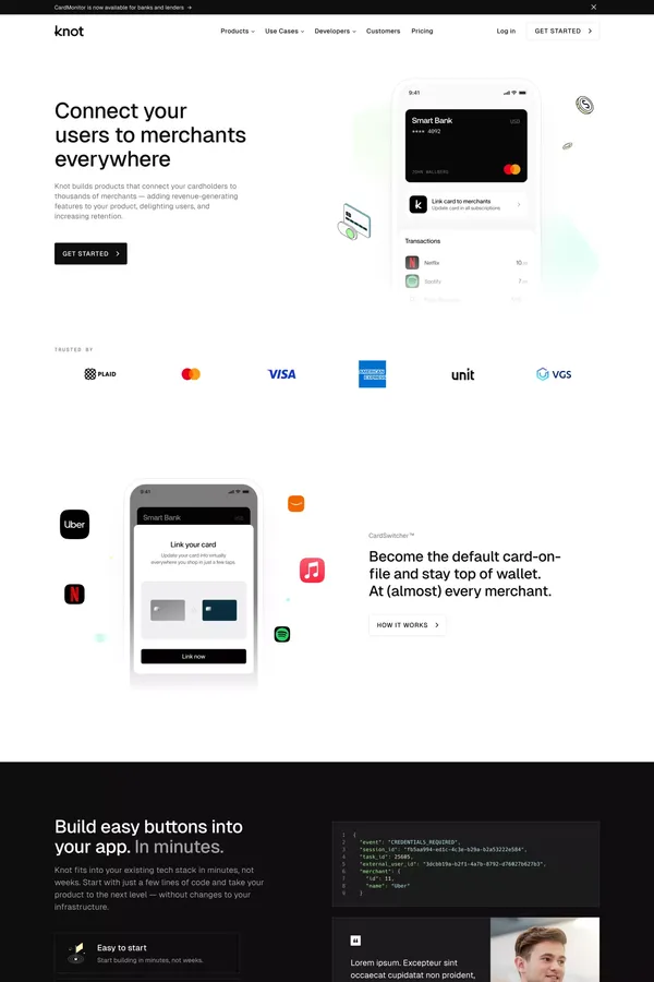 KnotAPI | Connecting your cardholders to merchants everywhere