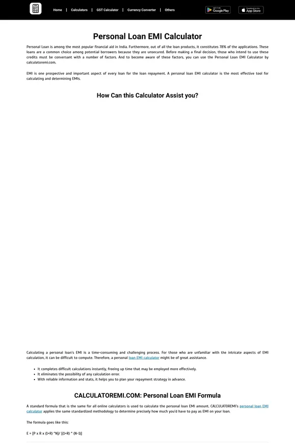 Personal Loan EMI Calculator - Calculate Interest Rate Quickly - website design inspiration