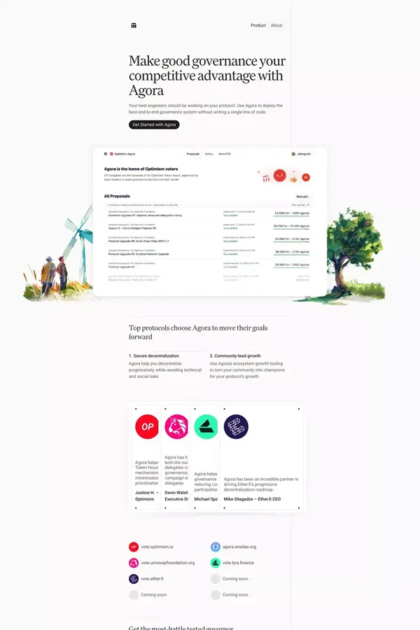 Agora: The onchain governance company - Landing design inspiration