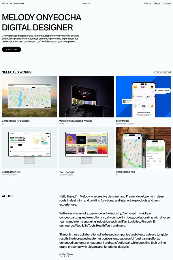 Melody Onyeocha - Product and Framer Expert Designer'