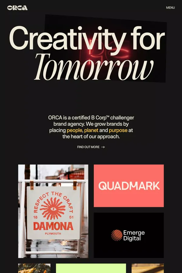 ORCA | Challenger Brand Agency | Purposeful Design - Portfolio design inspiration