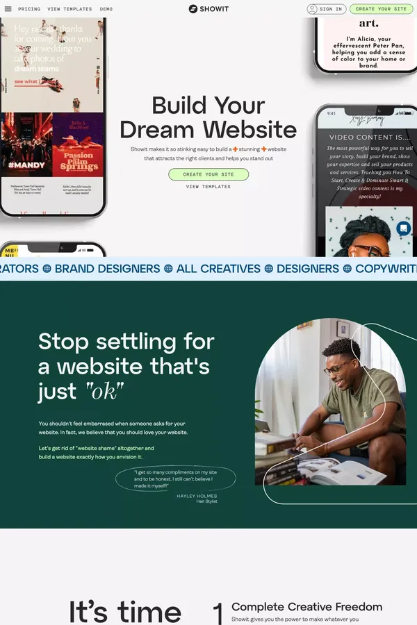 Showit: A Drag & Drop Website Builder for Creatives - Landing design inspiration