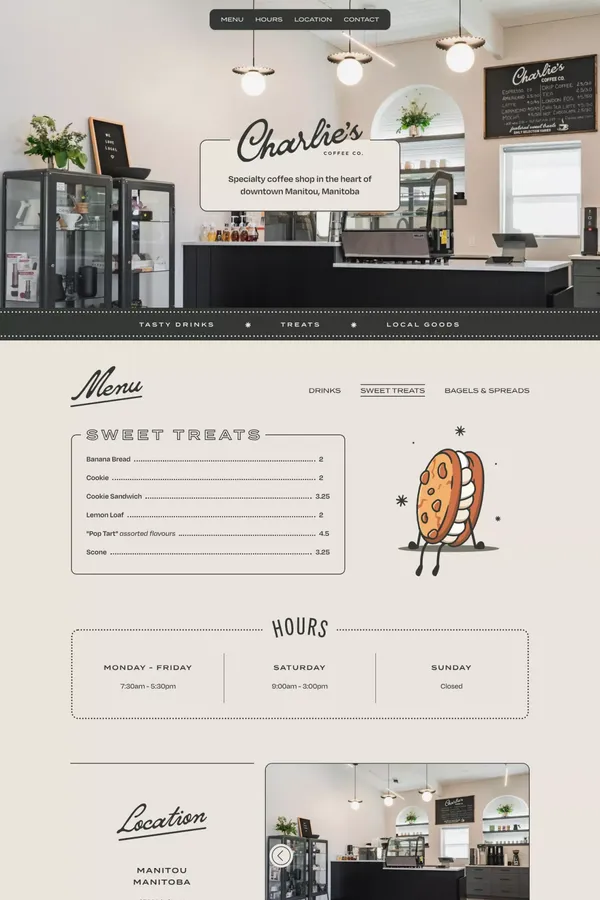 Charlie's Coffee Co. – Manitou, Manitoba - Landing design inspiration