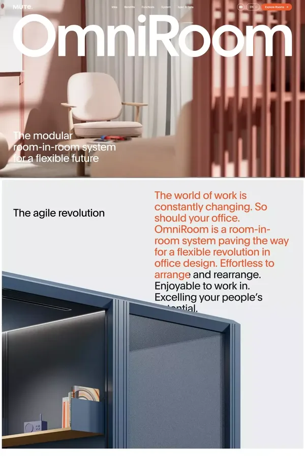 Modular room-in-room system flexible office future | OmniRoom by Mute - Landing design inspiration