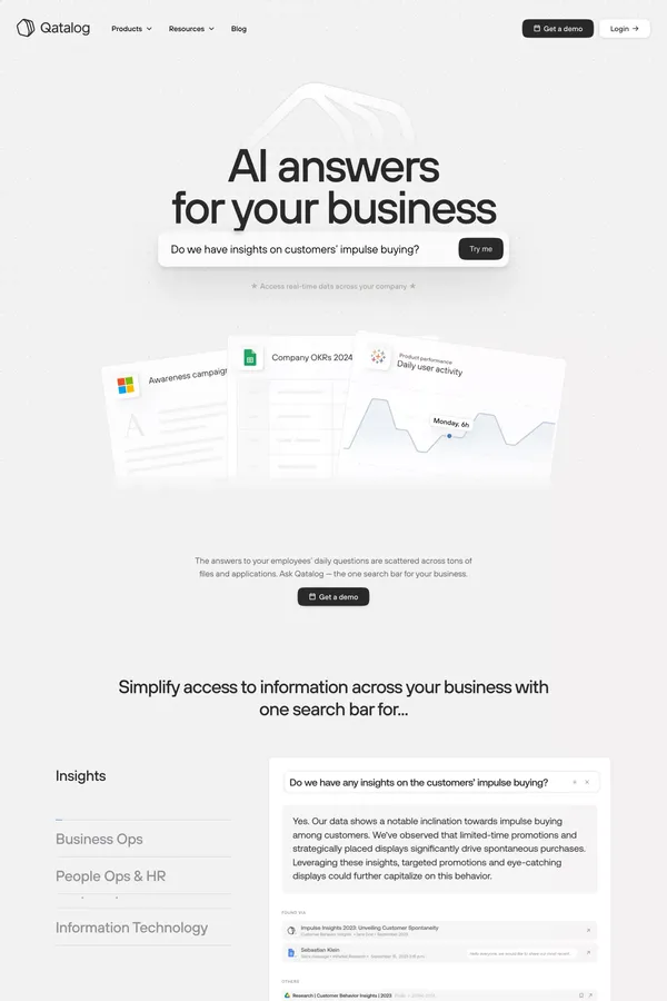 One search bar for your business | Qatalog - Landing design inspiration