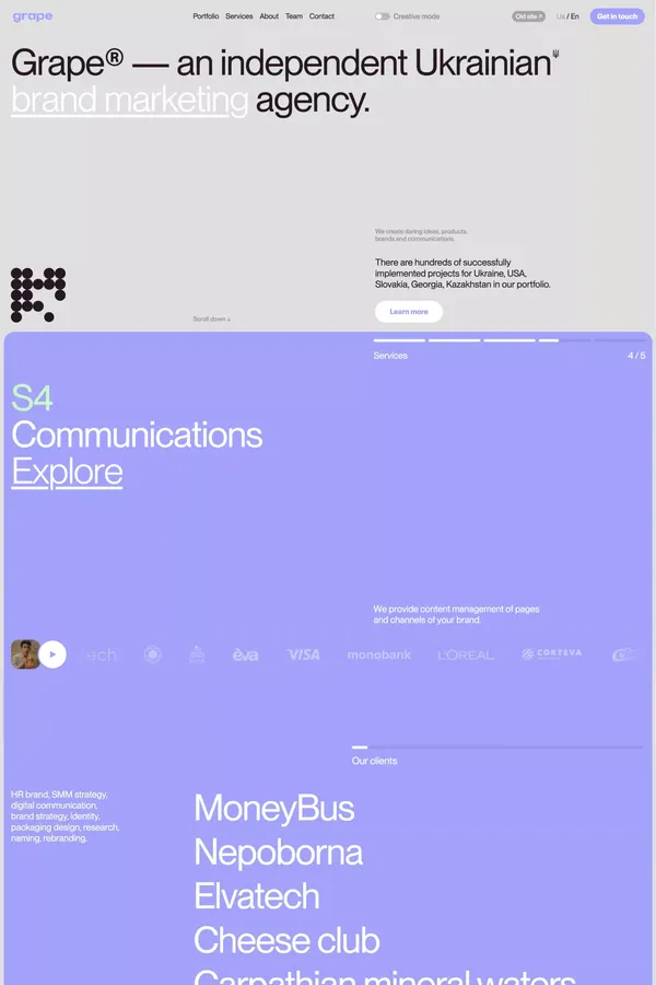 Grape agency - Portfolio design inspiration