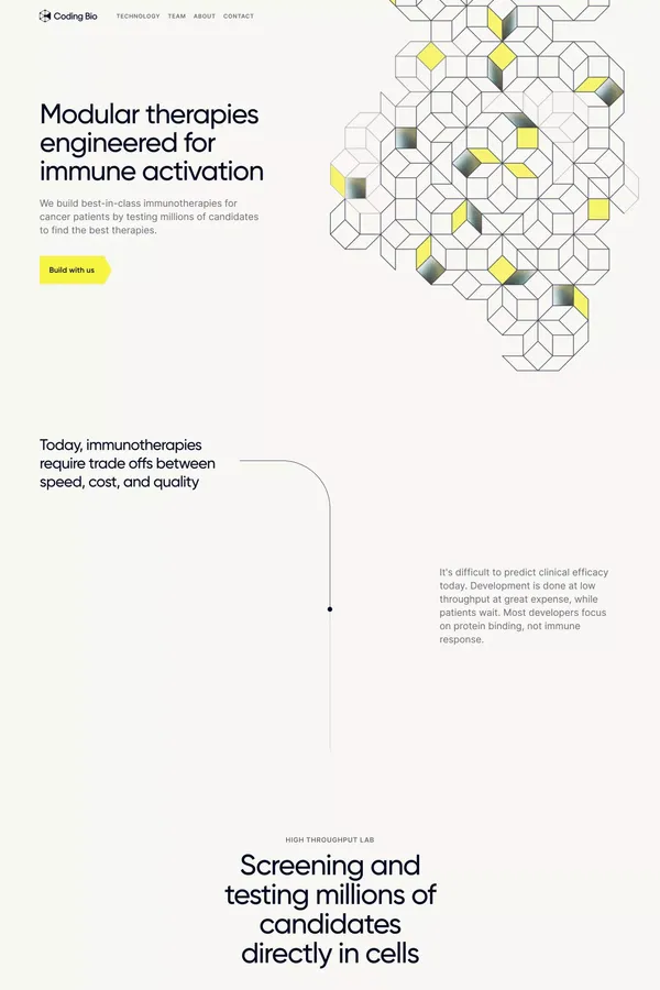 Coding Bio | Engineering Modular Immunotherapies - Landing design inspiration