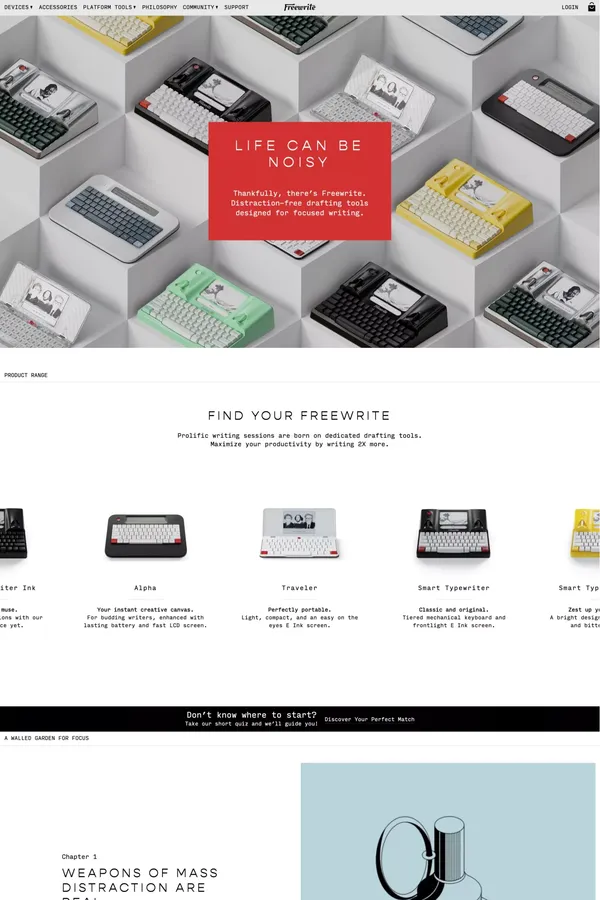 Freewrite: Distraction-Free Writing Tools - Landing design inspiration