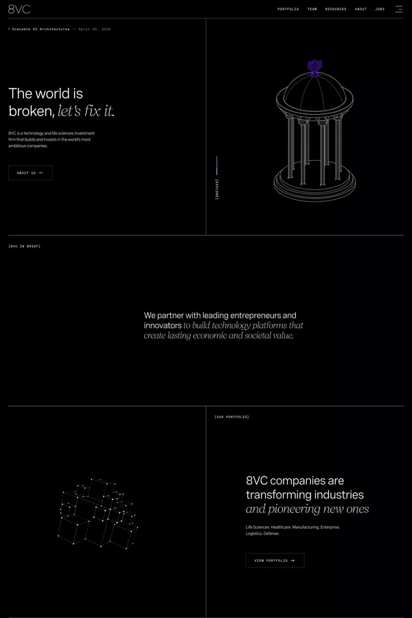 8VC | A different kind of VC firm. - Portfolio design inspiration