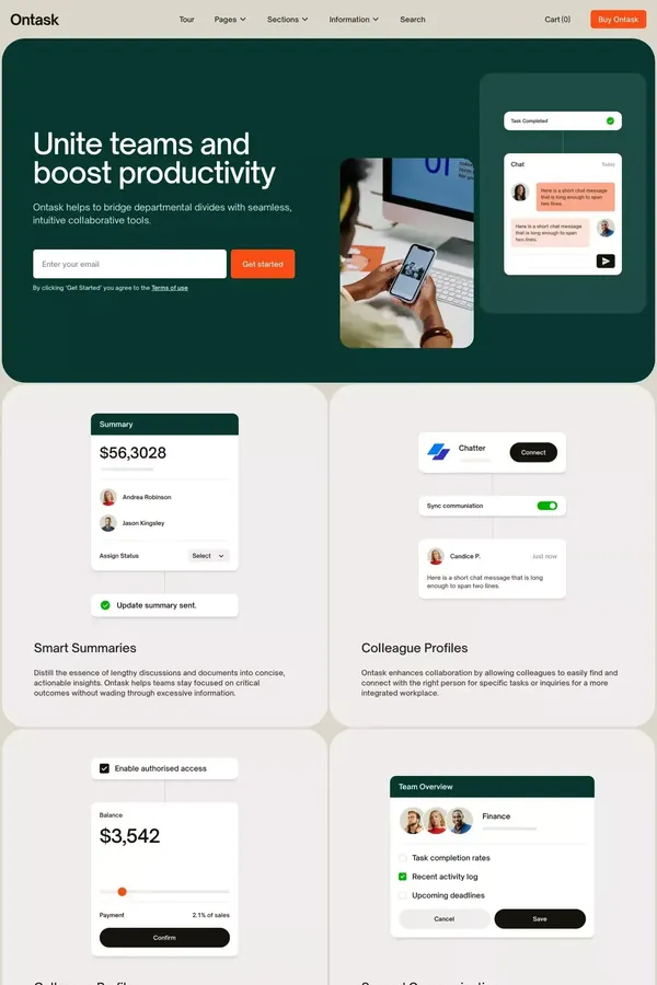 Ontask - Webflow HTML Website Template - Template design inspiration