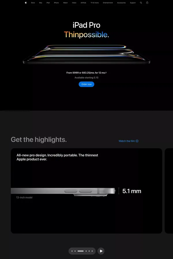 iPad Pro - Apple - Landing design inspiration