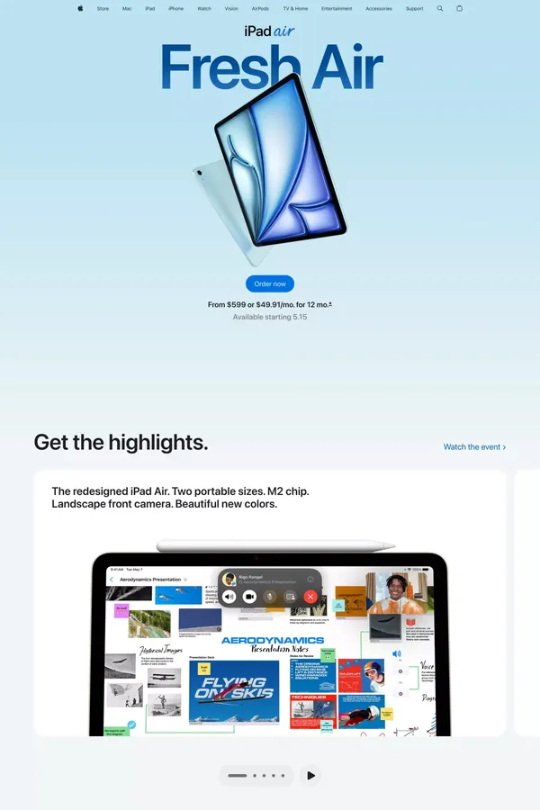 iPad Air - Apple - Landing design inspiration