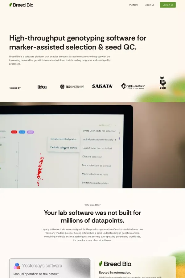 Breed Bio - Landing design inspiration