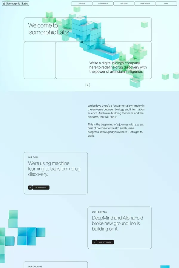 Reimagining Drug Discovery Process with AI - Isomorphic Labs - Landing design inspiration
