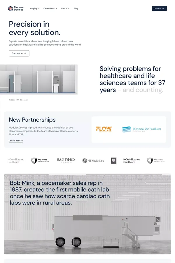 Mobile Imaging Labs and Cleanrooms | Modular Devices - Landing design inspiration