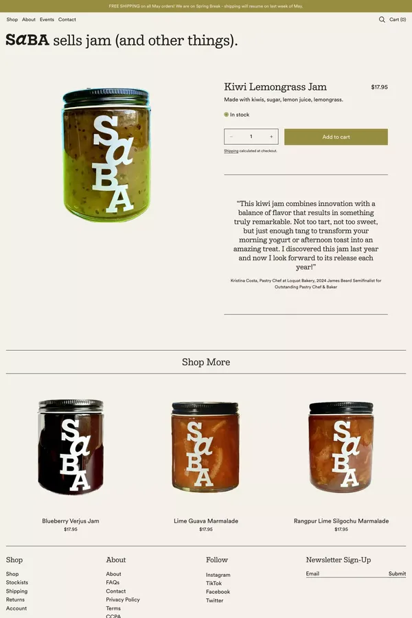 Kiwi Lemongrass Jam – saba jam - Product page design inspiration