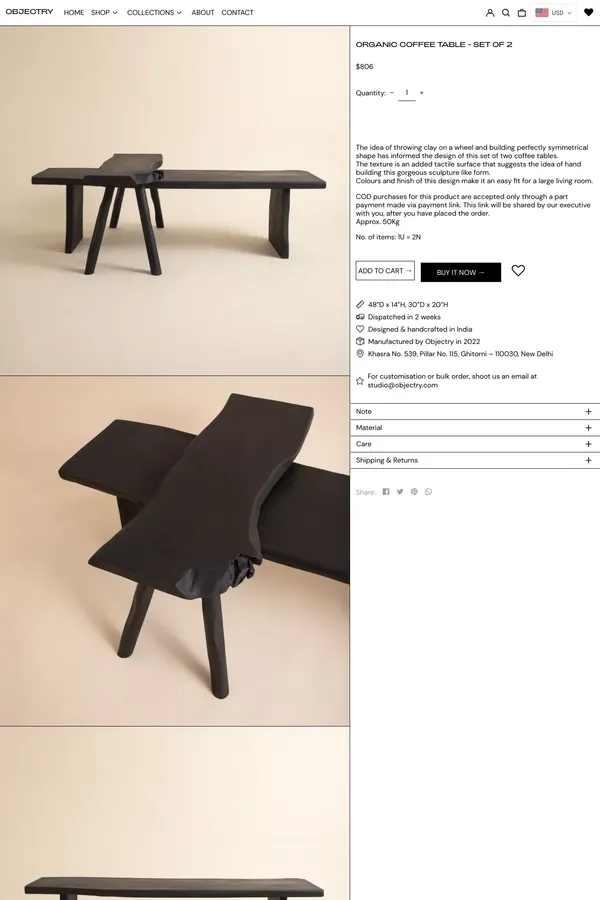 Organic Coffee Table - Set of 2– Objectry - Product page design inspiration