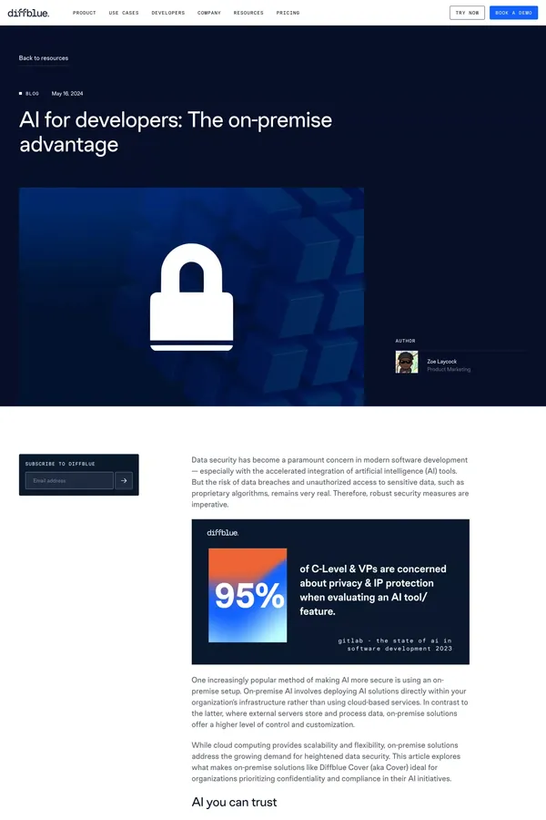 AI for developers: The on-premise advantage - Diffblue - Blog Post design inspiration