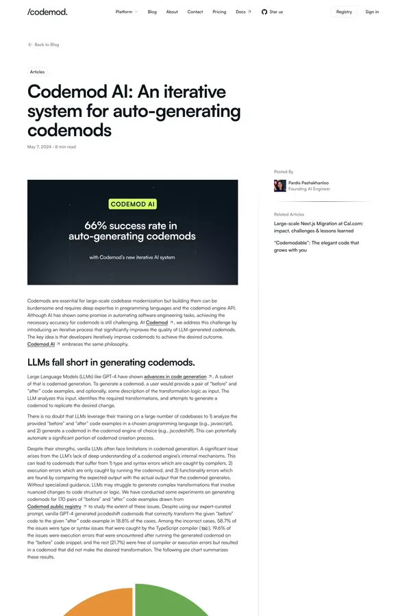 Codemod AI: Automated codemod creation through an iterative AI system. - Blog Post design inspiration