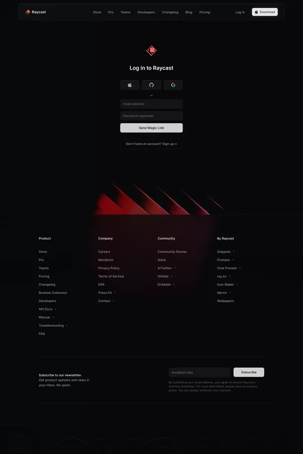 Raycast - Your shortcut to everything - Sign Up design inspiration