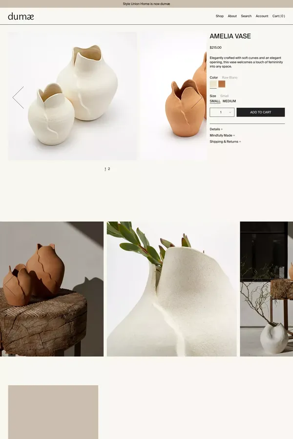Amelia Vase                  – dumæ - Product page design inspiration