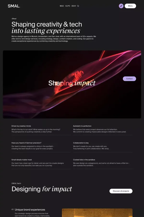 Shaping impact I About I SMAL - About Us  design inspiration