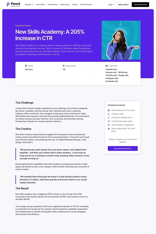 Pencil - New Skills Academy: A 205% Increase in CTR - Case Study design inspiration