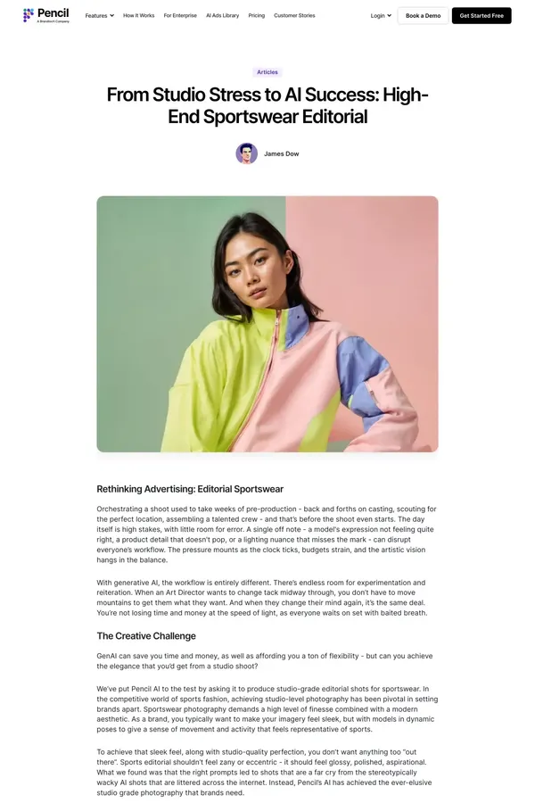 From Studio Stress to AI Success: High-End Sportswear Editorial - Blog Post design inspiration