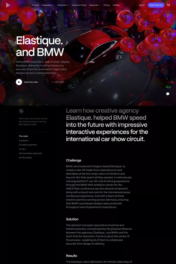 Frame.io | Elastique. & BMW - Case Study design inspiration