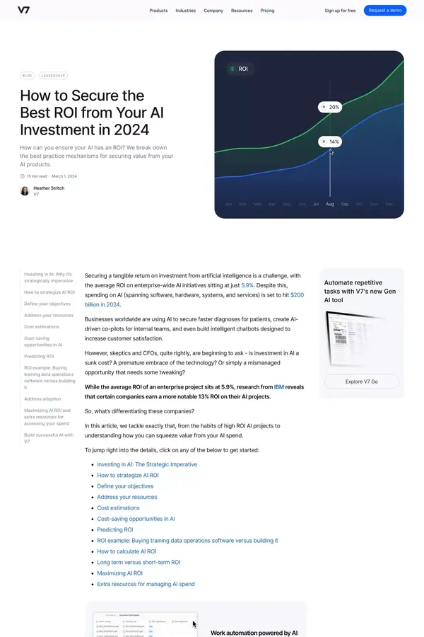 How to Secure the Best ROI from Your AI Investment in 2024 - Blog Post design inspiration