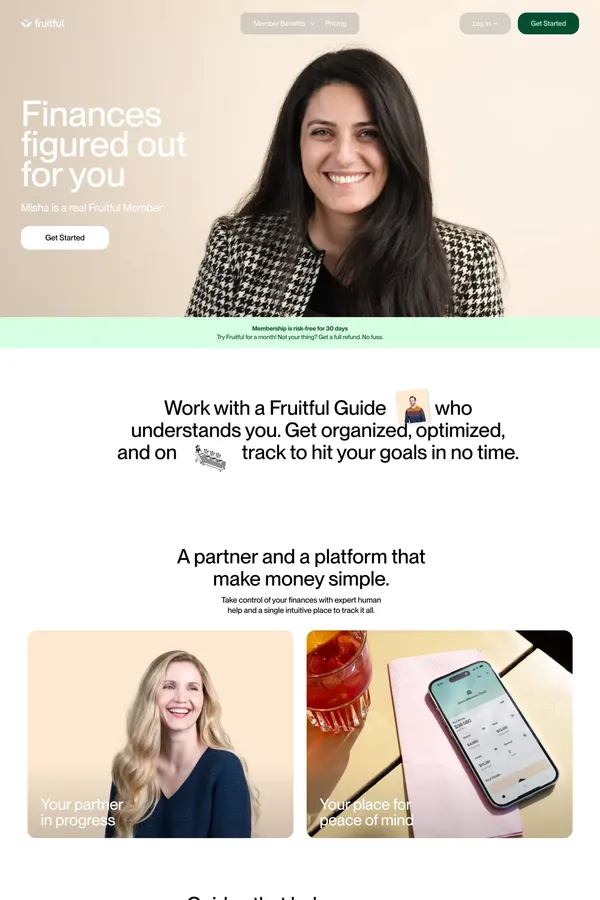 Fruitful - Finances Figured Out for You, Get on Track in 30 Days - Landing design inspiration